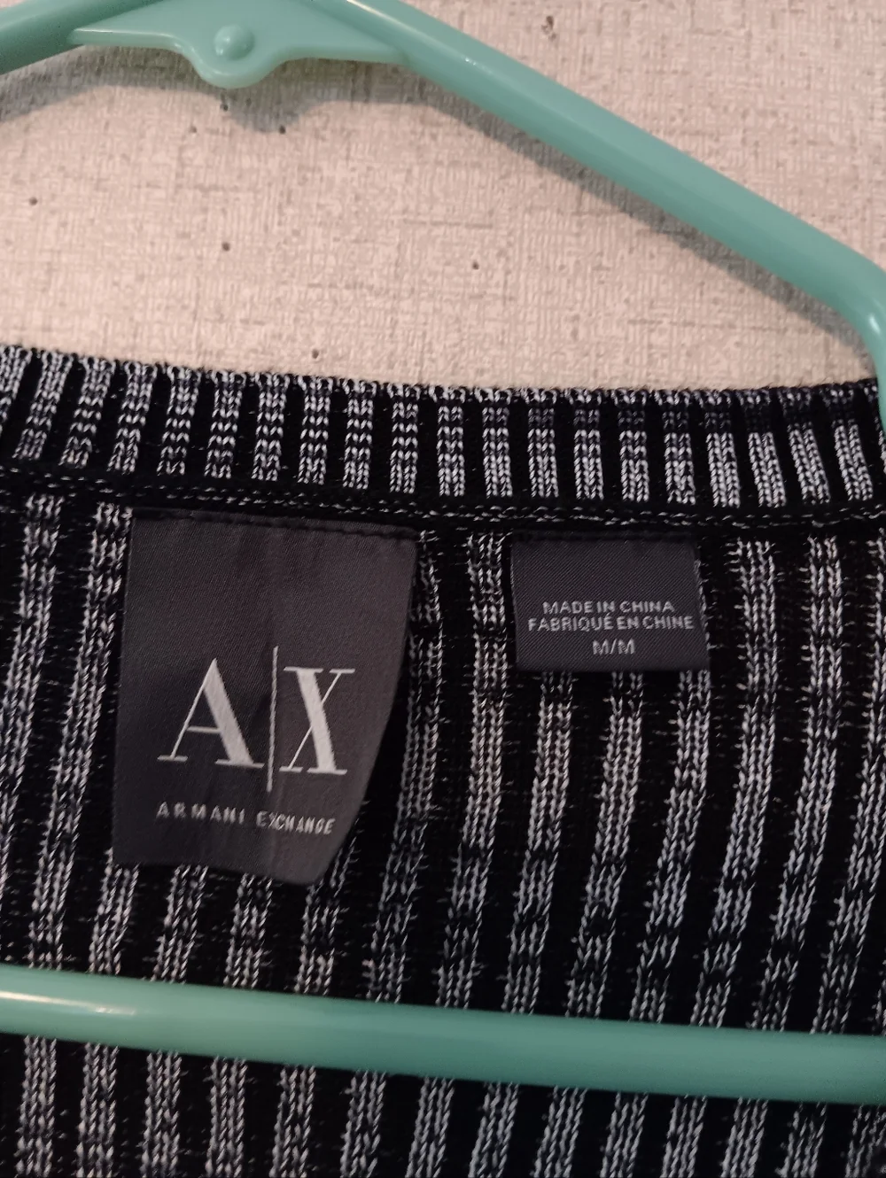 Armani Exchange Men's Black & Gray Striped V-Neck Sweater Sz M New